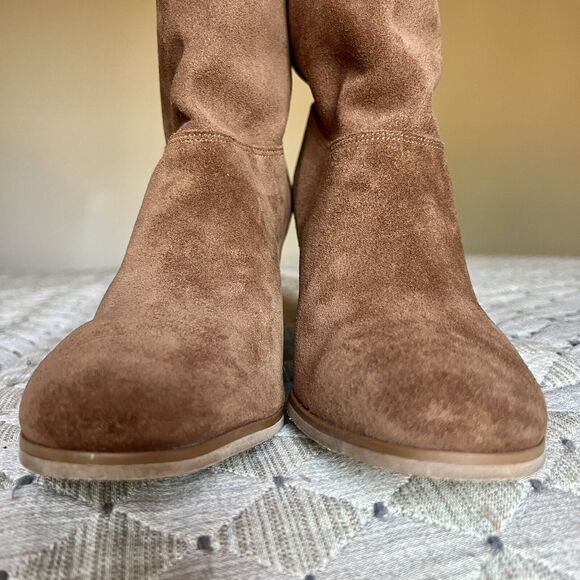 Michael Kors Cognac Brown Suede Mid Calf Pull On Western Boots Women’s 8.5 M - Picture 9 of 16